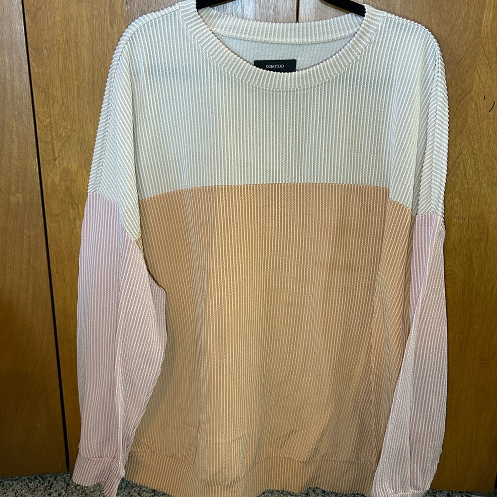 Dokotoo Women's Colorblock Sweatshirt - Cream, Pink, Tan